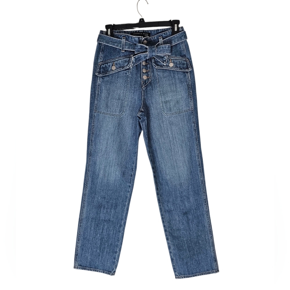 Veronica Beard Rinley Cropped Straight Leg High Rise Blue Jeans 26 Preowned